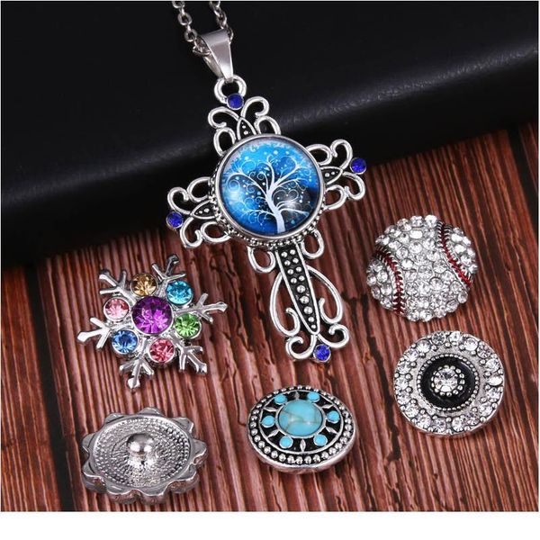 

boom life new trendy faith cross style snap necklace & pendant with link chain fit 18mm snap button jewelry for wo bbywwu, Silver