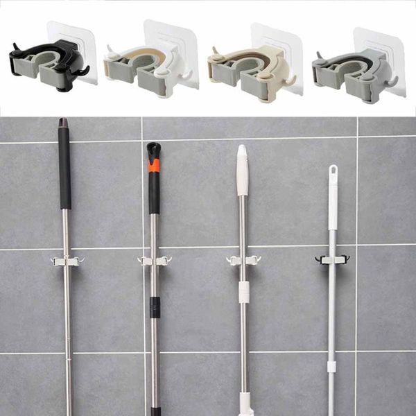 

hooks & rails 1 pc wall mounted hole-mop organizer holder hanger storage rack kitchen clip seamless hook with hanging