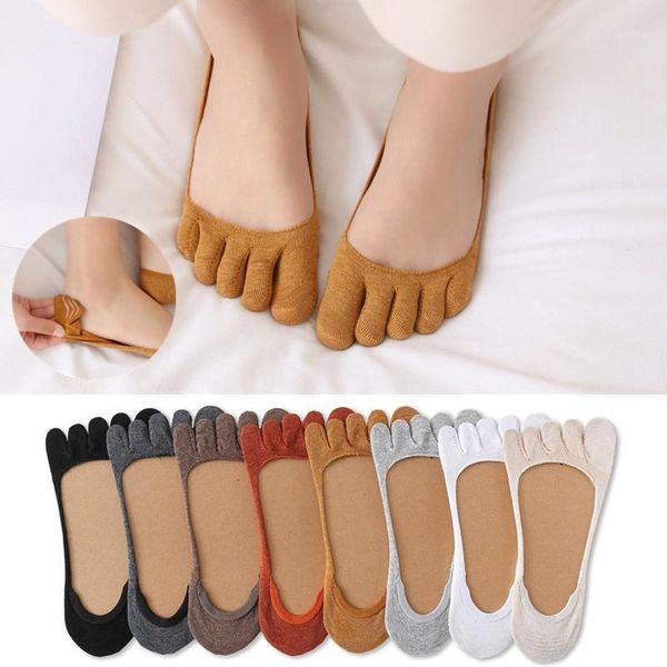 

summer five finger socks shallow mouth invisible boat socks women's solid color breathable cotton split toe five toe1, Black;white