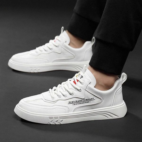 

men's white leather sneakers casual trainers breathable comfortable outdoor walking sneaker running sport shoes tennis masculino #t13v