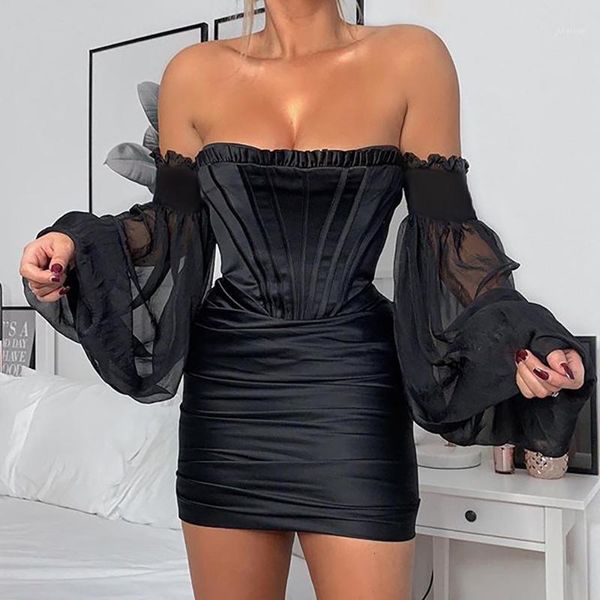 

shoulder sleeve buttocks dress1, Black;gray