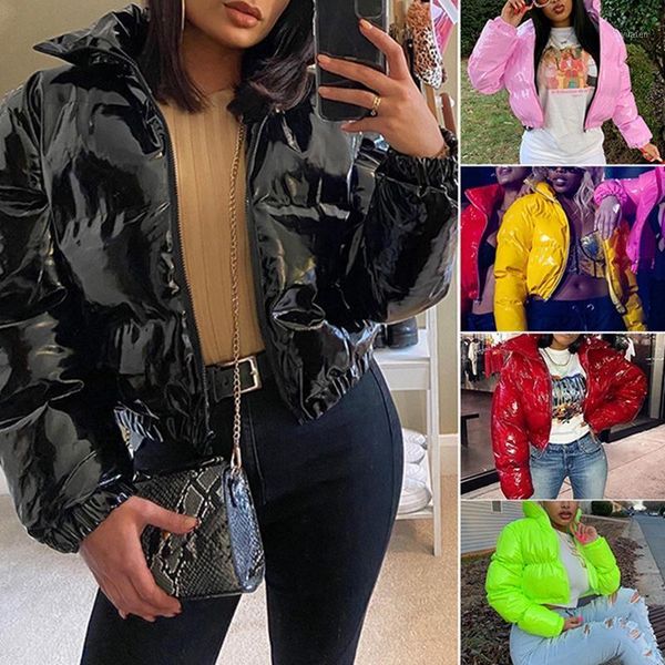 

women's fashion solid color mirror stand collar cardigan duck down down jacket1, Black