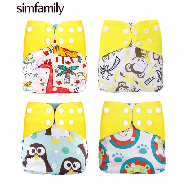

simfamily] new 4pcs/set washable cloth diaper cover adjustable nappy reusable cloth diapers available 0-3years 3-15kg baby 201209