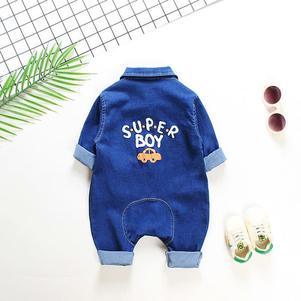 

newborn baby romper soft denim baby clothes for girls boys romper cotton newborn cowboy toddler infant jumpsuit outwear overalls 201028, Blue