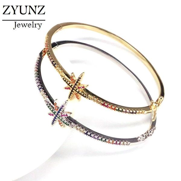 

3 шт., новые приехалые модные женские ювелирные изделия micro pave scave bling cz star bangle браслет женские браслеты, Black