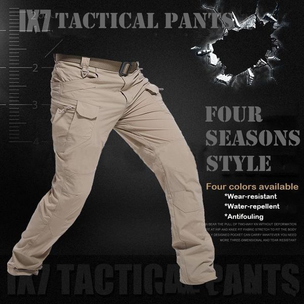 

men tactical pants multi-pocket swat combat army trousers male ix9 waterproof wear resistant cargo joggers big size 5xl, Black