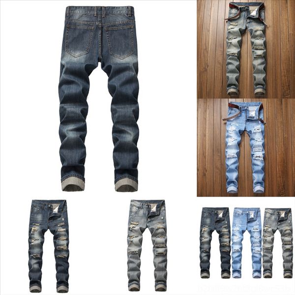 

qxq3n trousers jean holes mens dungarees wild retro men's jeans streetwear men stretch denim overalls for men jean jumpsuit jacket jean, Black