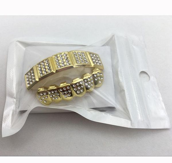 

retail-wholesale 18k gold plated cz rhinestone hip hop teeth grillz square bottom grill set bling 2 s bbyzak bde_home, Black