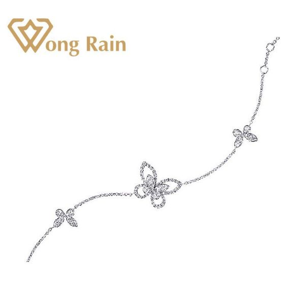 

wong rain luxury 925 стерлингового серебра создал моисанит драгоценные камни браслеты bangle charm свадебные бабочки браслеты изысканные укр, Black
