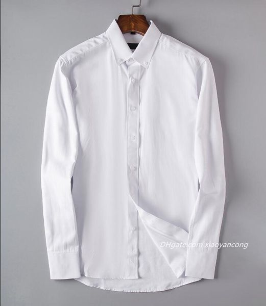 

wholesale 2019 new brand spring autumn casual long sleeve men shirt cotton formal business plaid mens dress shirts plus #6805, White;black