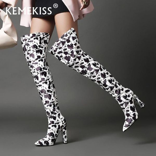 

boots kemekiss women over knee pointed high heel winter shoes woman fashion long boot lady party footwear size 34-43, Black