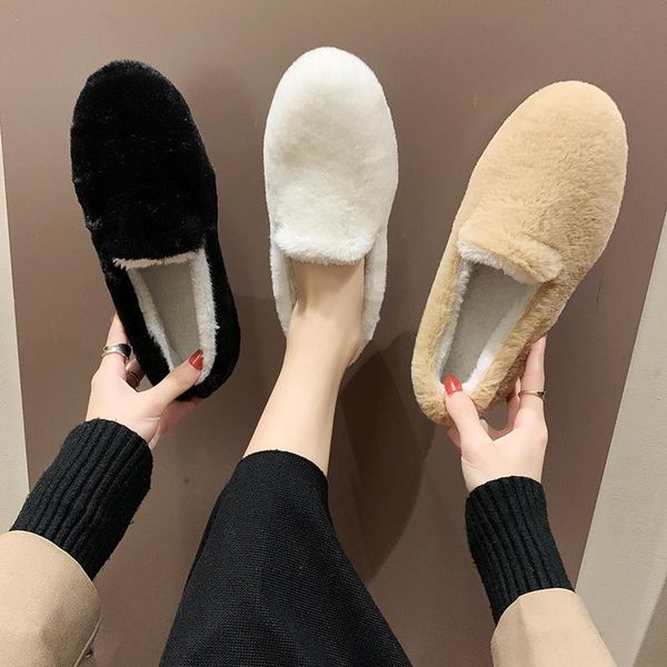 

moccasin shoes slip-on casual female sneakers autumn round toe loafers fur shallow mouth 2020 fashion women's moccasins slip on, Black