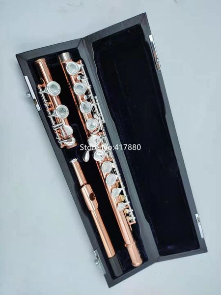

muramatsu new gold lacquer flute 16 keys closed holes split e flute musical instrument with case255p