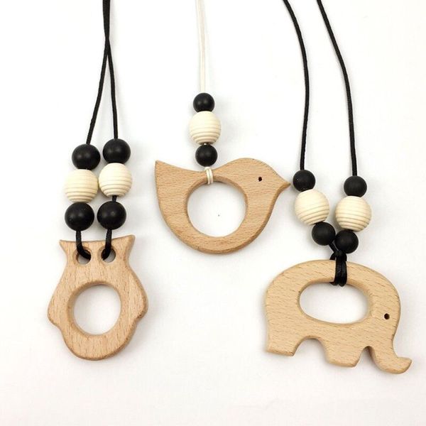 

5 pieces/lot unpainted nature wooden elephant whale flower star cat ear shape baby safe teether shape sensory toy q1214