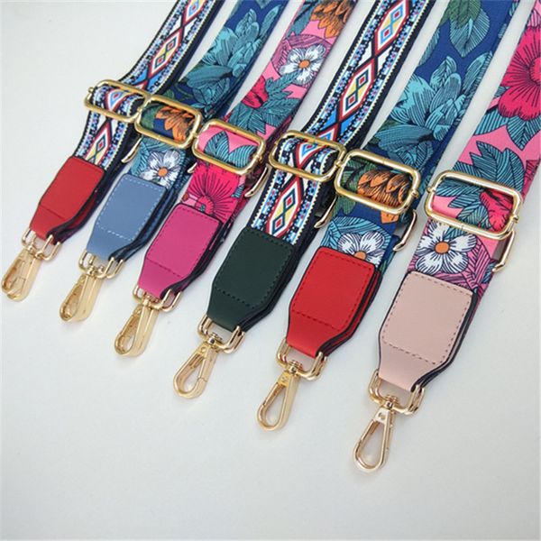 

new fashion flower bag shoulder strap female bag wild replace long shoulder strap national style strap o bag 3.8cm, Black