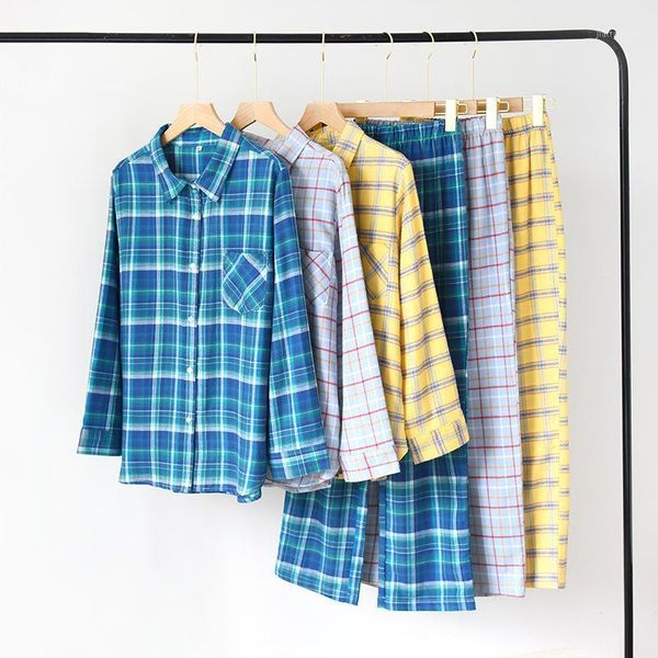 

plaid pajamas kimono men and women cotton flannel autumn japanese pure cotton cardigan long-sleeved home service suit yukata1, Red