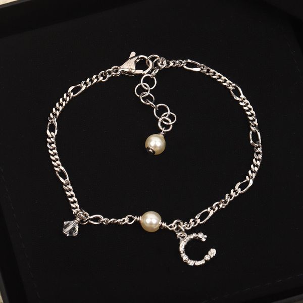 

2022 charm bracelet with diamond and pearl beads for women wedding jewelry gift have box stamp ps4284, Golden