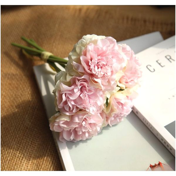 

розовые шелковые гортензии искусственные цветы свадебные цветы для невесты рукой шелковый цветущий пион поддельные цветы белый дом украшения