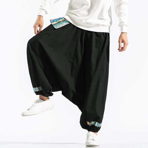 

streetwear men cross-pant wied leg loose 2020 men casual harem pants cotton jogger hip hop sweatpants big size male trousers 5xl1, Black