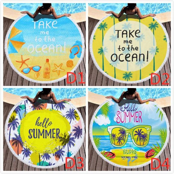 

beach new fringed round printed bedspread yoga mat polyester tablecloth outdoor camping picnic towel xd22189