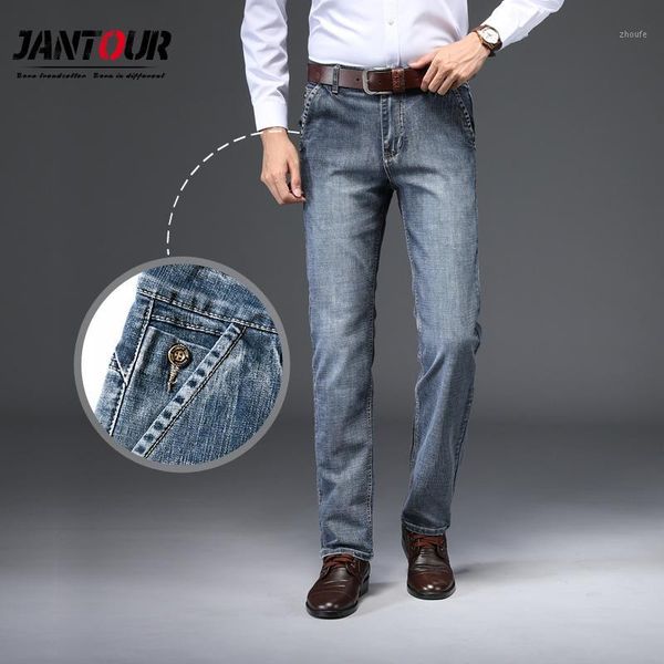

brand 2020 new men's stretch-fit jeans business retro blue casual classic style fashion thick denim straight trousers men pants1