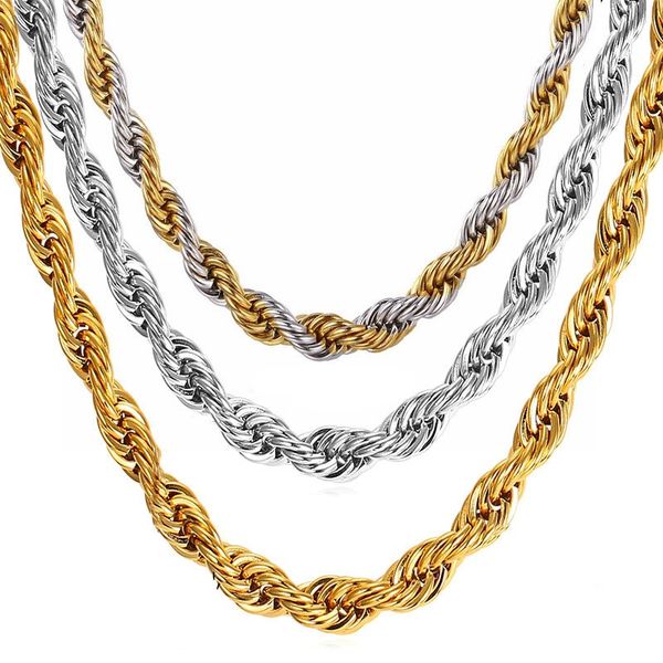

wholesale 10pcs/lot men's chain necklaces silver/golden plated stainless steel necklace punk style jewelry brand new dropshipping
