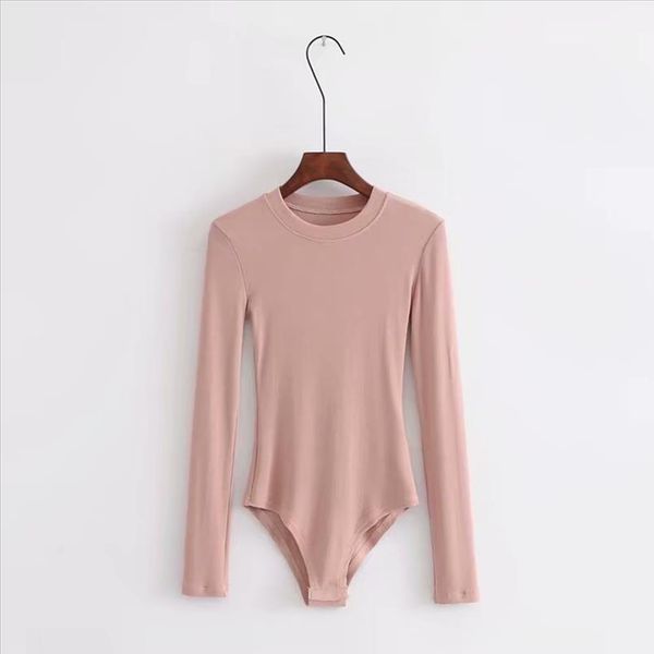 

твердое o bodysuit женский тонкий с длинным рукавом мягкий базовый комбинезон для женских боди 2019 весна осень, Black;white