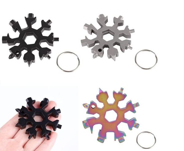 

18 in 1 camp key ring pocket tool multifunction hike keyring multipurposer survive outdoor openers snowflake spanne hex wrench