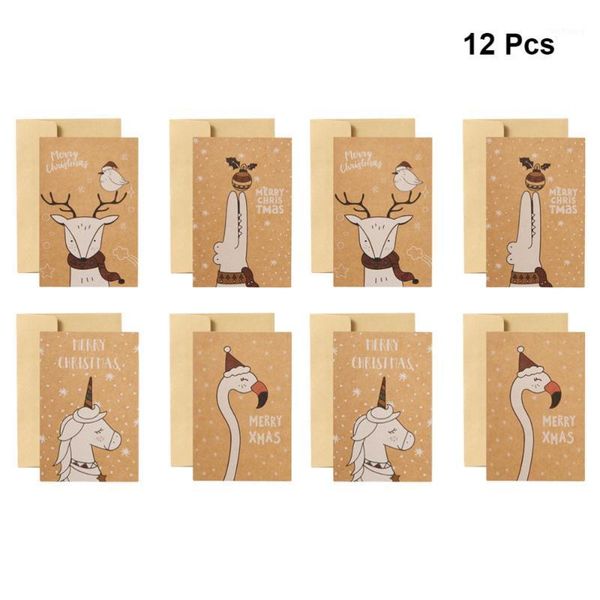 

12pcs blessing cards christmas cards greeting kraft paper wish for party1