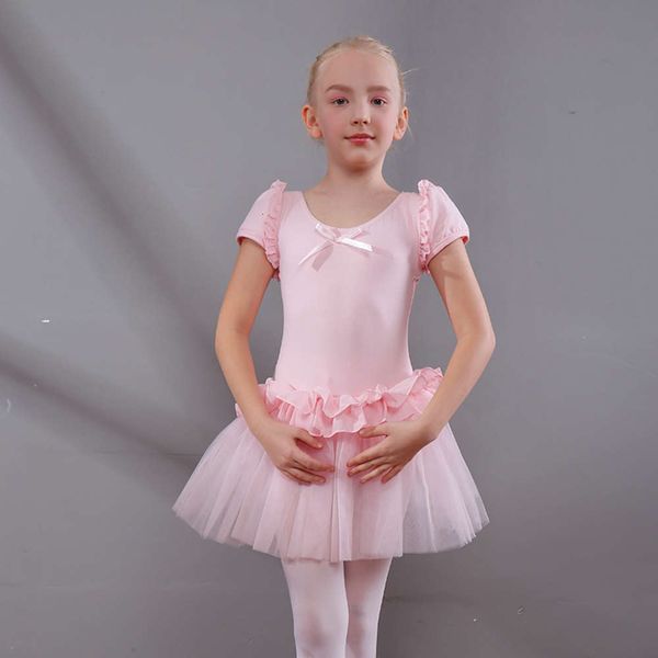 

children's summer short sve training girls' one piece ballet drs kindergarten grade examination dance skirt, Blue