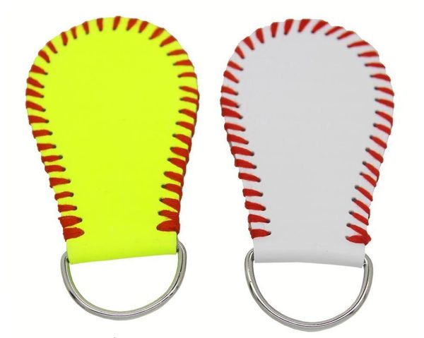 

softball sf keyring white real leather baseball sports season jewelry keychain