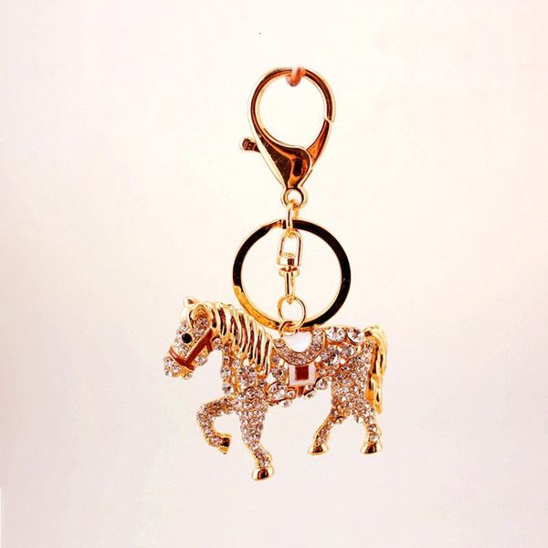 

horse keychain key chain ring pony rhinestone crystal keyring bag fashion, Silver