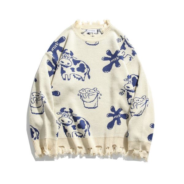 

2021 new style autumn in fashion vintage couple's sweater 2r43, White;black