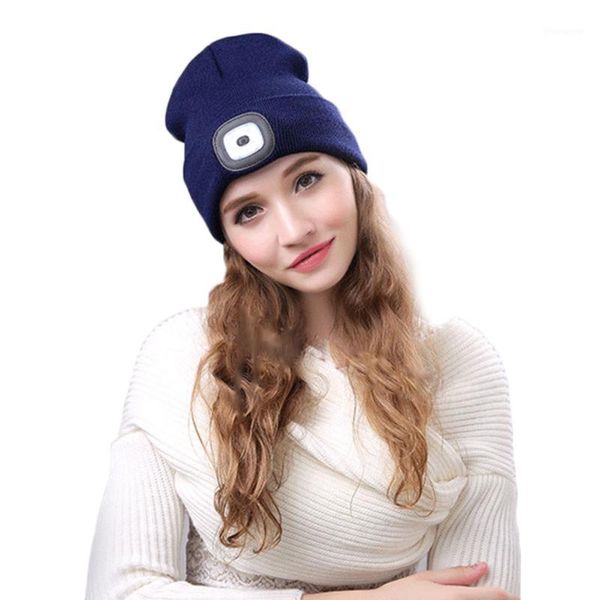 

keep warm christmas gifts led lighted beanie cap hip hop men women knit hat hunting camping running hat home no include battery1