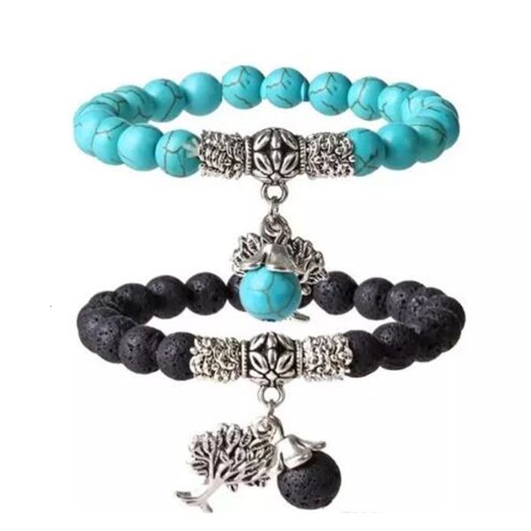

bli5lava turquoise natural beads tree stone prayer of life bracelets anti-fatigue volcanic rock men's women's fas
