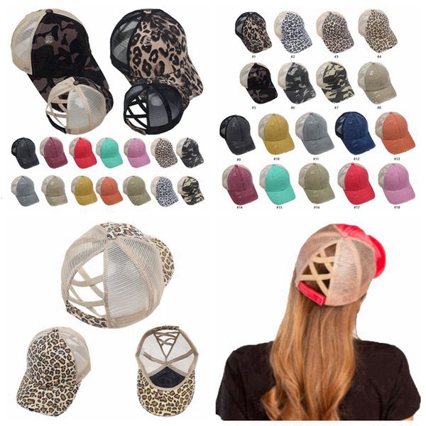 

buns ponytail baseball washed leopard messy camo criss cross pony cap outdoor visor snapbacks caps party hats supplies rwtwe