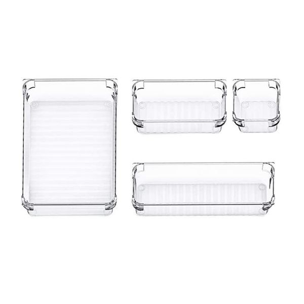 

16pcs drawer storage box transparent makeup brush container desk organizer tableware organizer box for makeup bbyfox