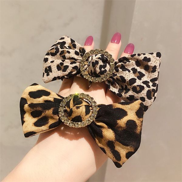 Autunno e inverno nuova fibbia tonda trapano arco capelli leopardo cerchio ceco diamante boutique fascia in pelle di qualità corda per capelli