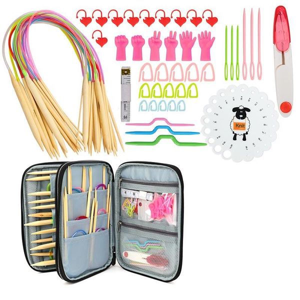 

crochet set 60cm rod needle ring needle knitting supplies mixed size diy knitting crochet craft tool, Black