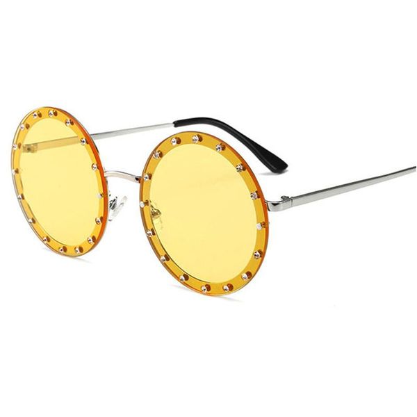 

mincl/ fashion round sunglasses women brand designer uv400 shades diamond sun glasses men female gradient hip hop sunglasses fml, White;black