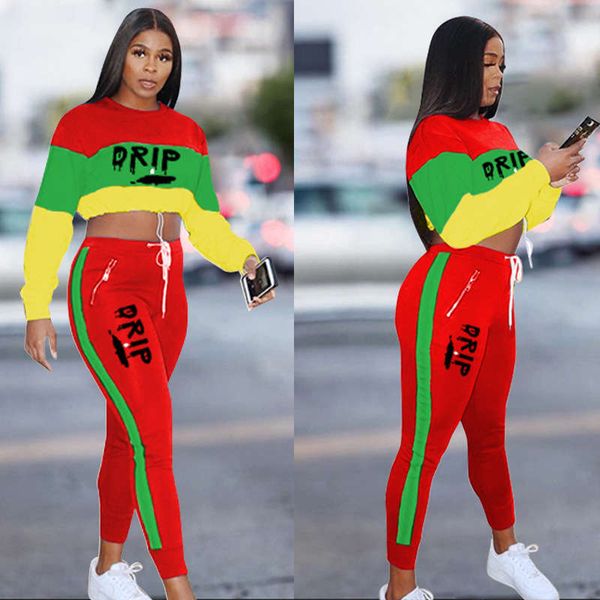 

ns8021 women's contrast stitching letter offset zipper pocket sweatpants, Gray