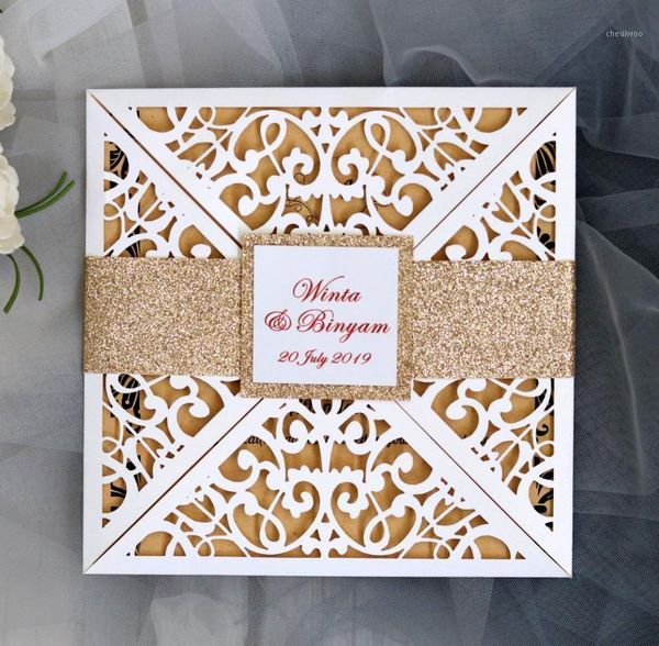 

square laser cutting invitation cards wedding invitation card set1