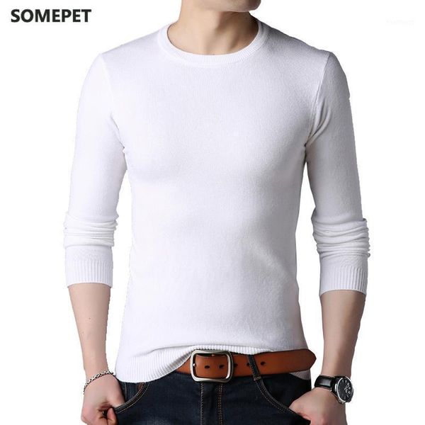

men autumn sweater men's long sleeve o-neck slims sweater male solid color business white oversize1, White;black