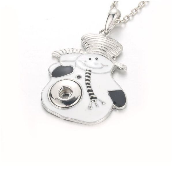

new snowman snap jewelry boom life necklaces link chain 60cm with christmas pendant fit 12mm snap buttons jewe bbyxgs, Silver