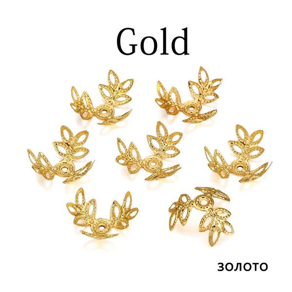

100pcs lot 16x16mm metallic kc gold three leaves spacer beads end cap for diy jewelry making bracelet findings supplies h bbytdx, Silver