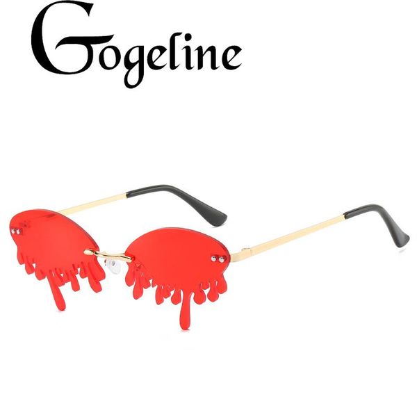 

female rimless sunglasses women men oculos uv400 sunglasses shape tears vintage fashion male unique party steampunk feminino tdtmv