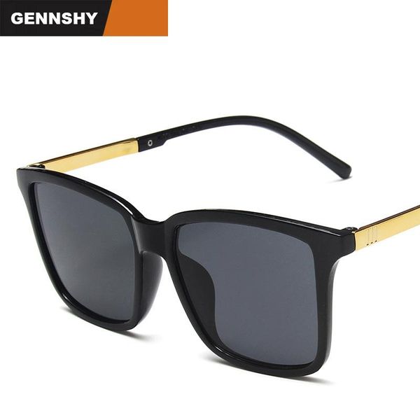 

sunglasses 2021 fashion square men retro big frame vintage plastic shiny black brand design driving uv400, White;black