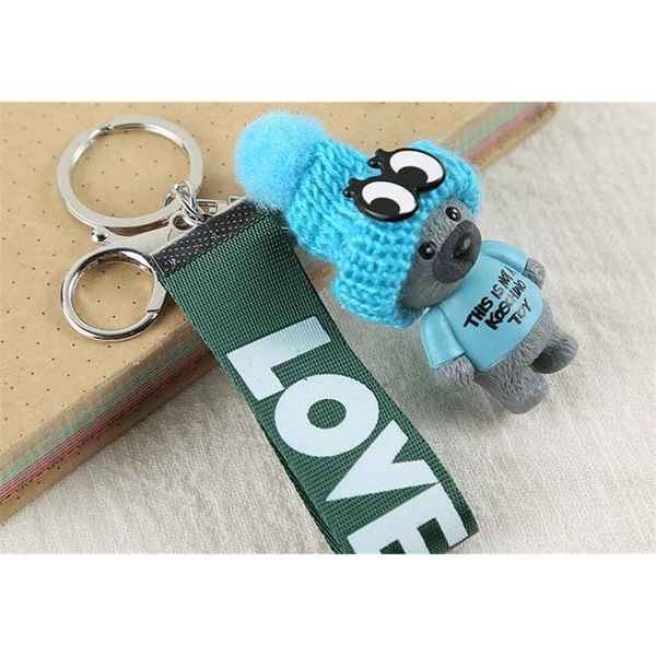

love keychain cute ribbon teddy bear pendant, Silver