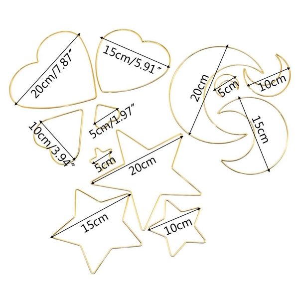 

4 pcs/set stars moon love heart metal craft hoops macrame dream catcher rings 54dc