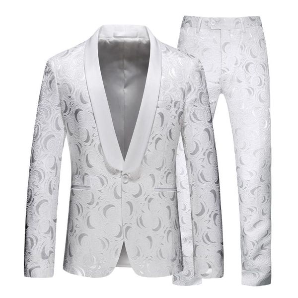 

traje hombre formal white flower ceremony western clothing men suit business tuxedos slim fit 2 piece suits men 2021 grooms suit, White;black